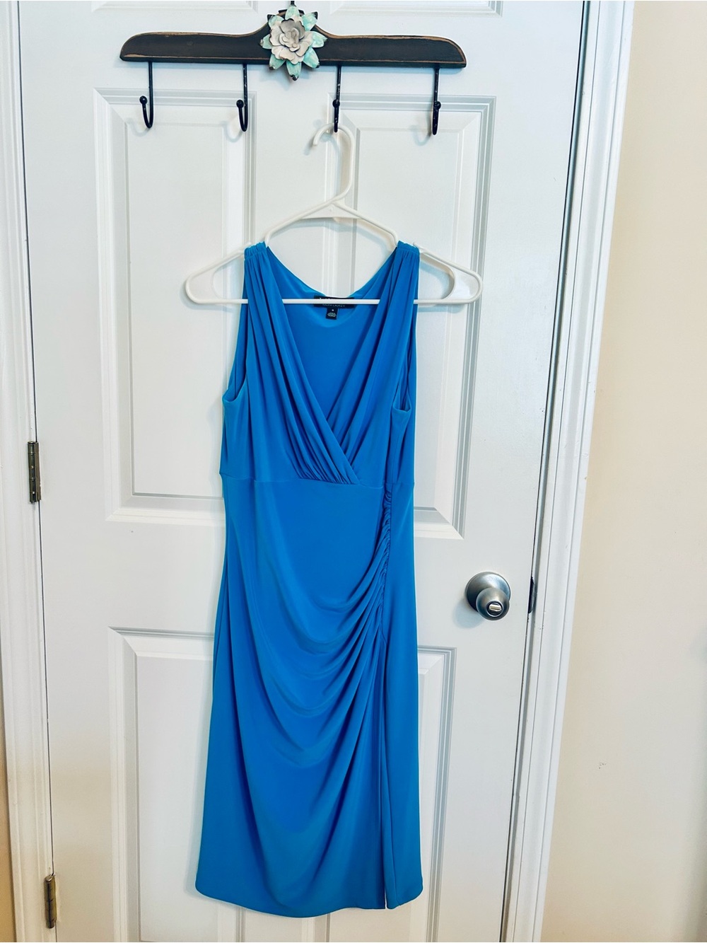 Ralph Lauren Blue Sleeveless Draped Dress